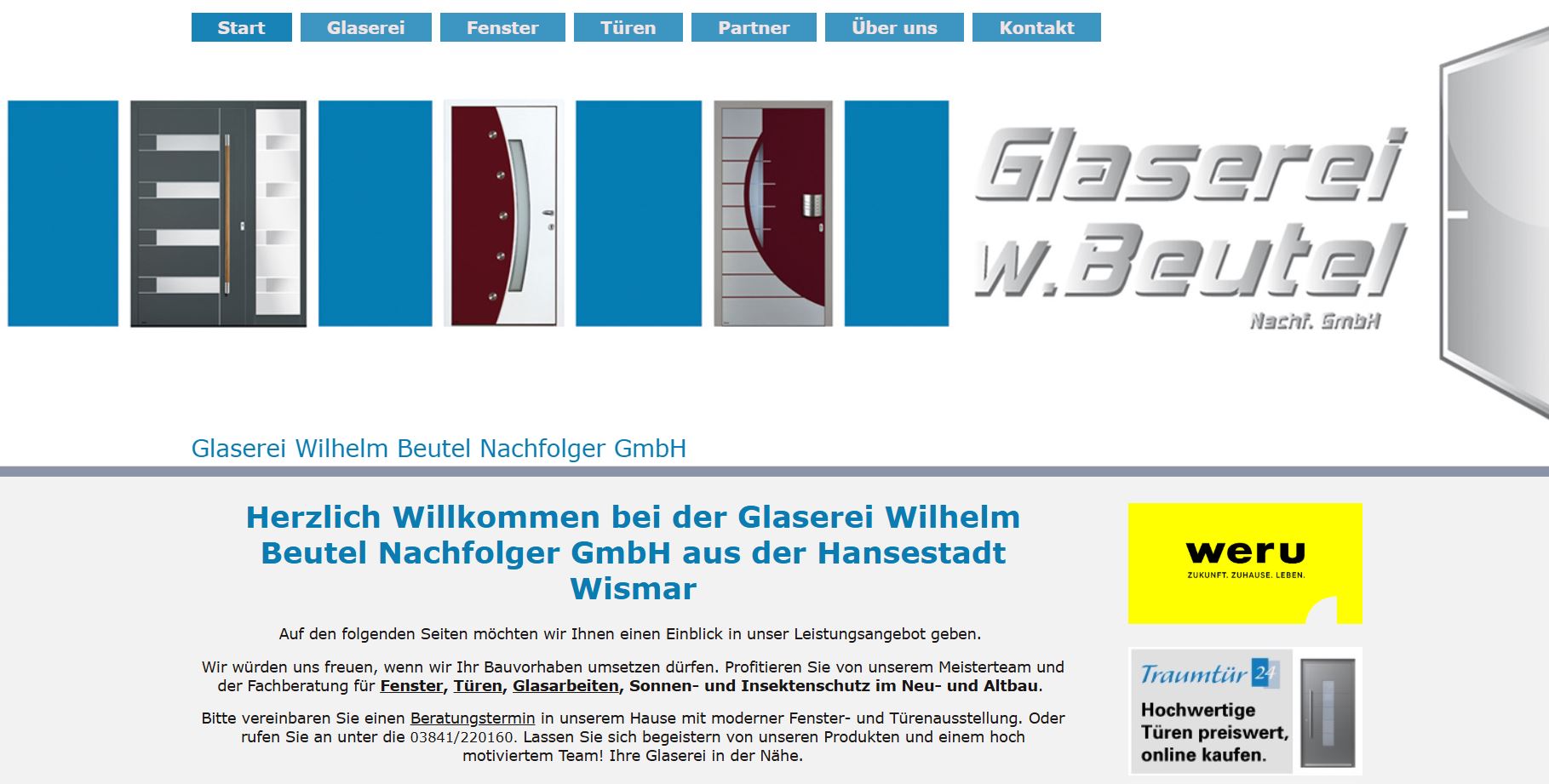 Glaserei Beutel website screenshot Glaserei Beutel website screenshot