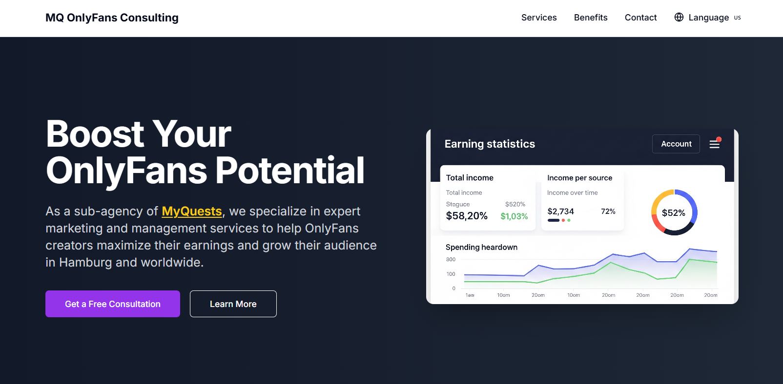 OnlyFans Management website screenshot OnlyFans Management website screenshot