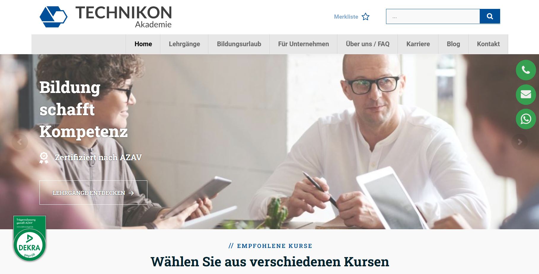 Technikon Akademie website screenshot Technikon Akademie website screenshot